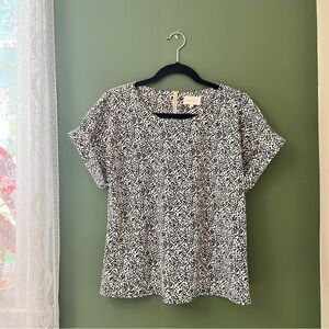 Melloday Black & Beige Abstract Dot Print Blouse – Size S